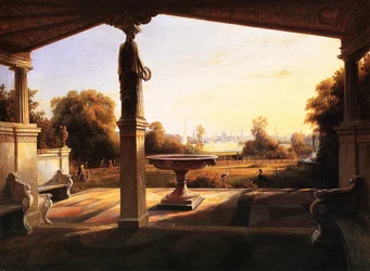 Vista dallo Stibadium nel parco Klein-Glienicke su Potsdam